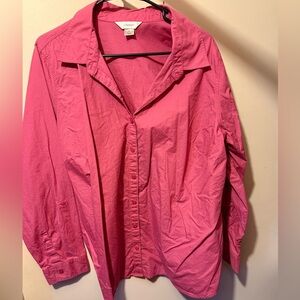 CJ Banks Vibrant Pink Button-Down Shirt